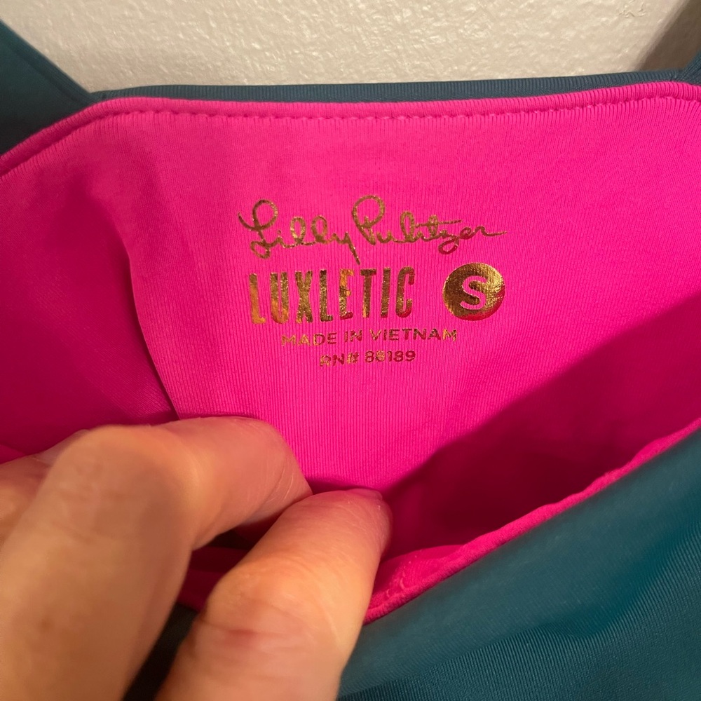Lilly Pulitzer Luxletic Luisa scalloped green sports bra top - Picture 4 of 5